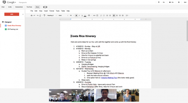 google docs hangouts