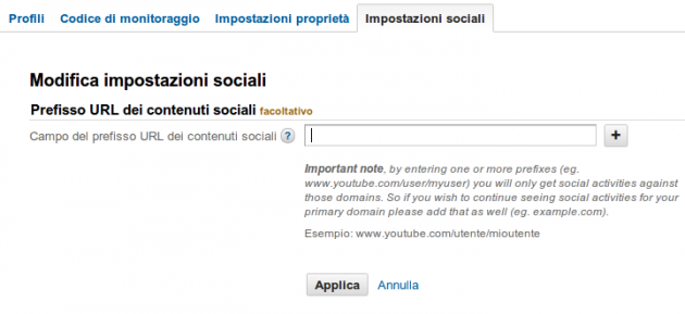 Impostazioni Sociali - Report Social Analytics