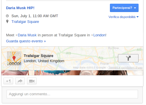Google+ eventi visualizzazione