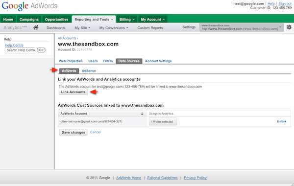 Collegamento multiplo per gli account AdWords su Analytics