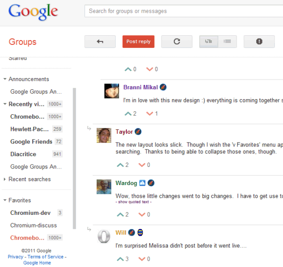 Google ridisegna anche Groups