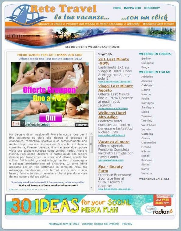 Week End Economici: offerte last minute agosto 2012