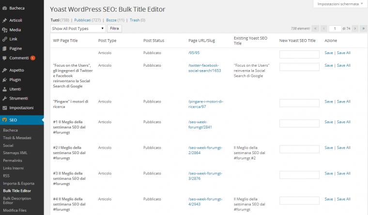 Bulk title editor: WordPress SEO