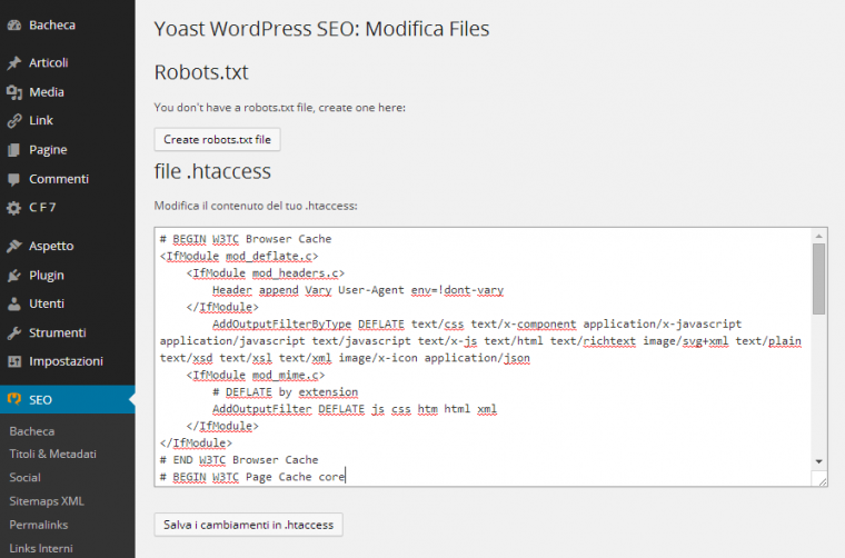 Modifica files: WordPress SEO