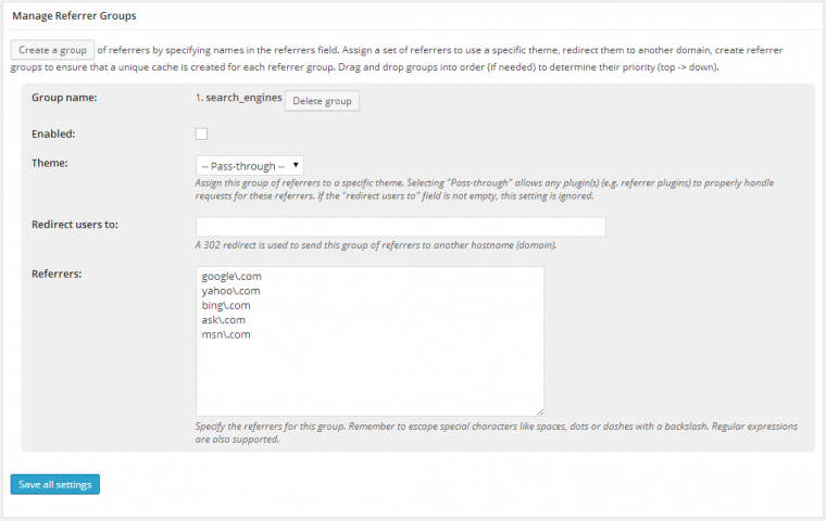 referrer cache w3 total cache