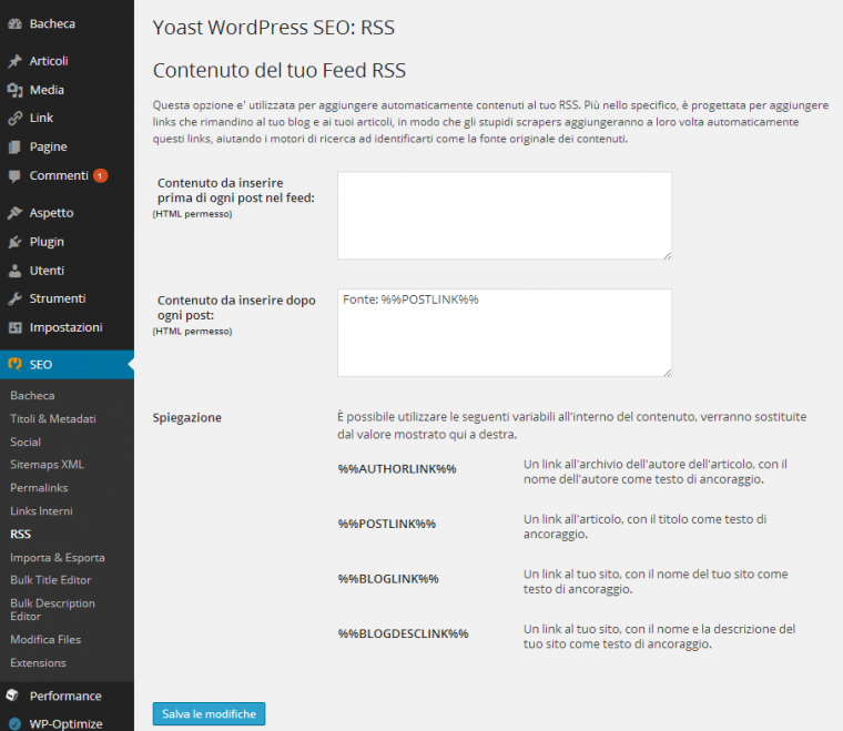 RSS WordPress SEO