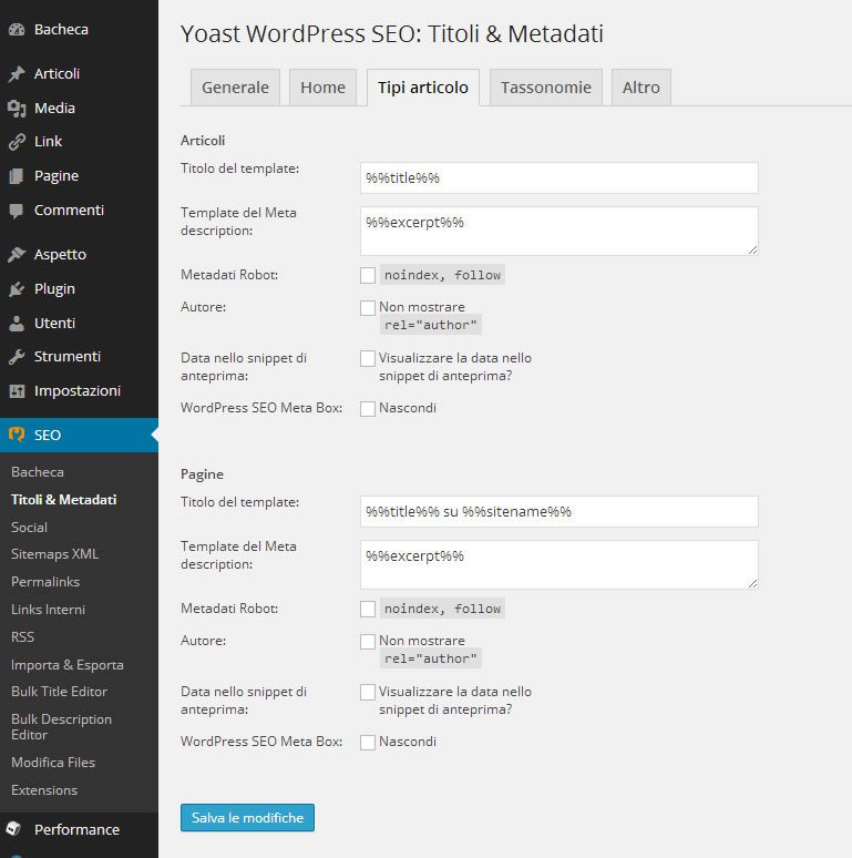 Tipi Articolo: Tab 3. WordPress SEO