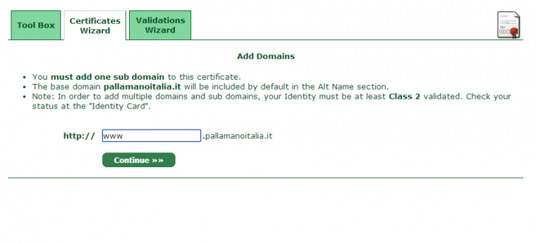 aggiunta sottodominio tls ssl