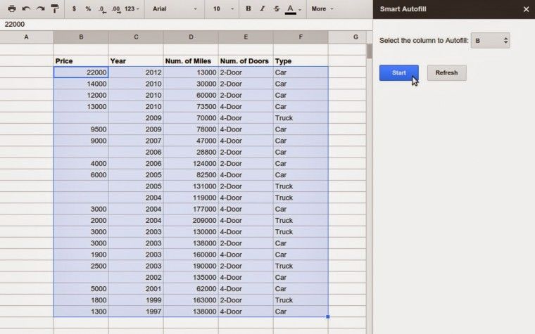 Machine Learning fogli di calcolo