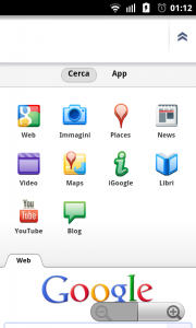 Home page Google Mobile in modalità espansa