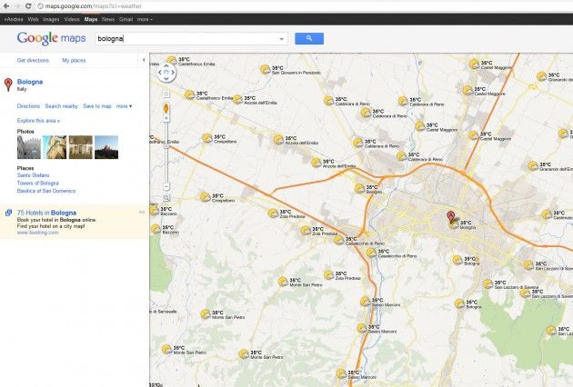 Bologna con map meteo layer