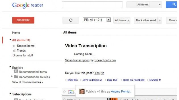Google reader e +1