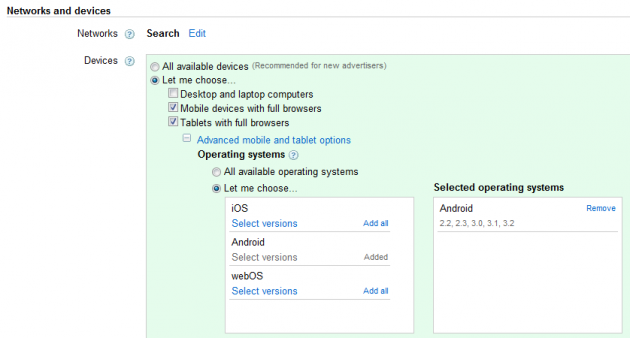 AdWords - Mobile Targeting