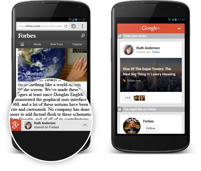 Google+: attivi i Suggerimenti per i Contenuti da Mobile