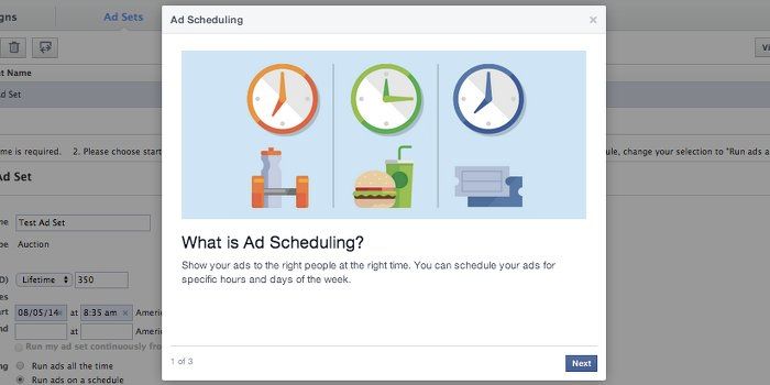 Facebook permette la pianificazione degli annunci pubblicitari nel Power Editor