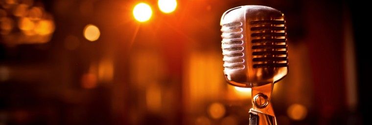 Retro microphone on stage