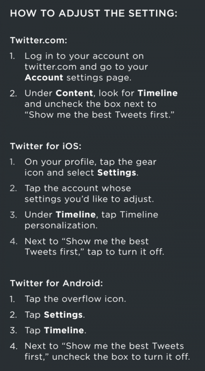 opzioni cronologia twitter