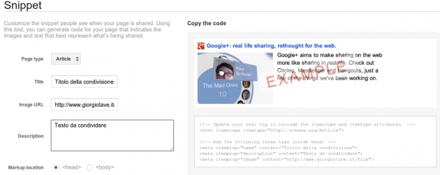 snippet google plus