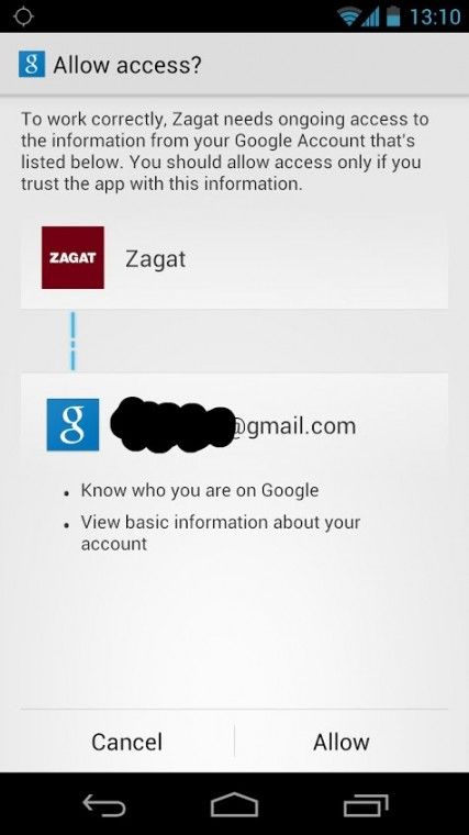 Zagat richiede Google nella sua nuova app Android