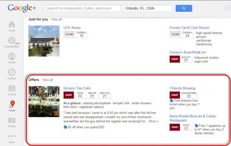 Google offers in Google+