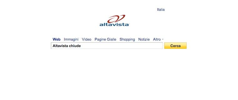 Yahoo ha chiuso Altavista