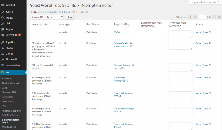 Bulk description editor: WordPress SEO
