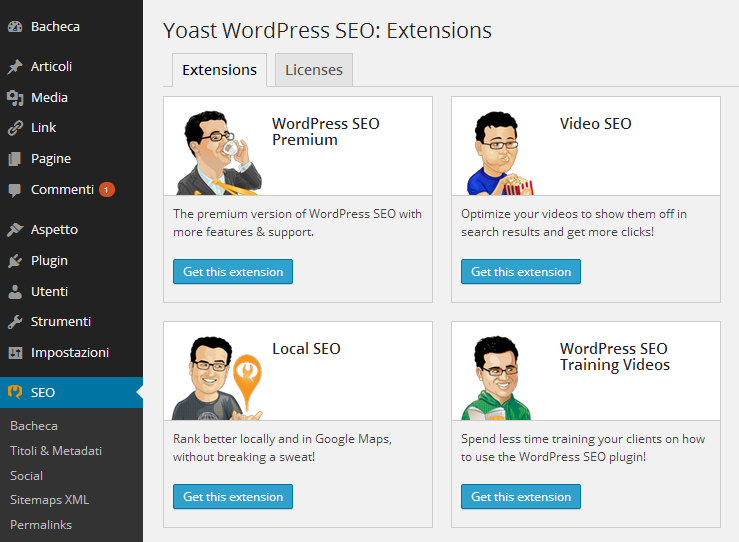 Extensioni: WordPress SEO