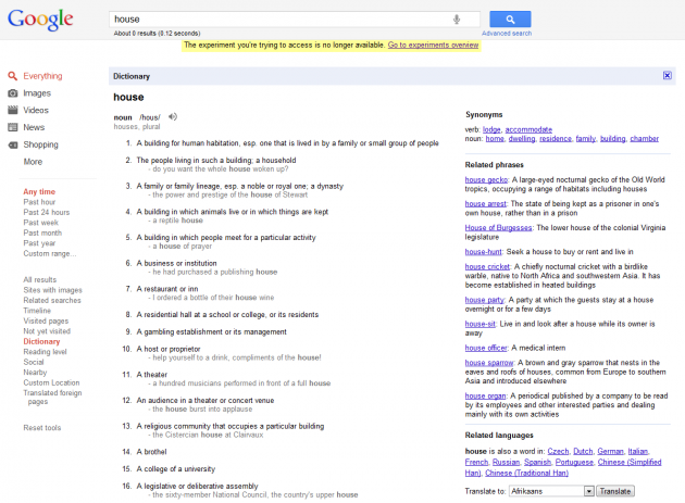 house - Google Dictionary