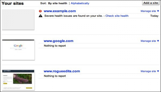 Google Site Health